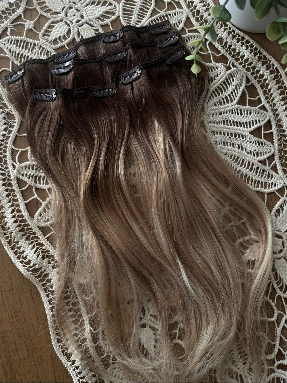 100% Human Hair Clip-In Extensions 16” Blonde Brown 70g